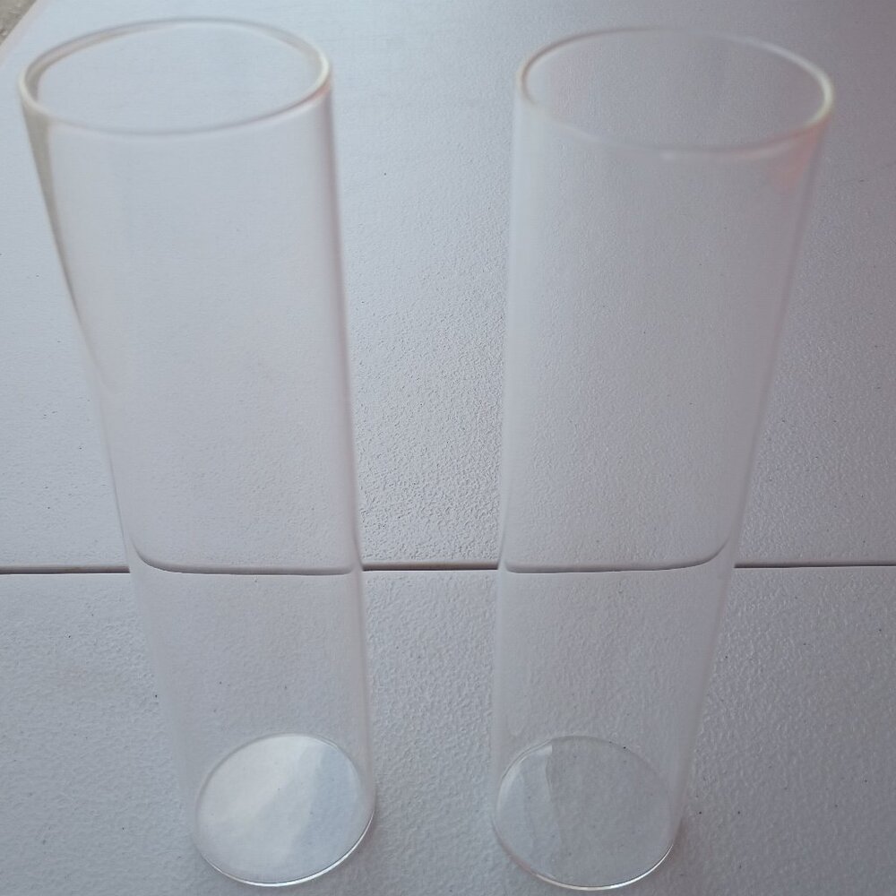 Cylindrical Smooth Clear Glass Flower Vase 8 inches tall Modern Style